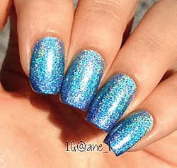 nailpornography:  Blue Holographic Gradient we just found out this talented nail artist died. how shocking &amp; sad! we’ve had this in our drafts for a couple days and now seems like a good time to post it. Ane Li was a big inspiration to us and will