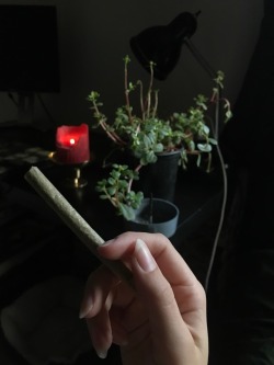 bf is gone overnight so he gifted me two hefty joints to smoke in his absence