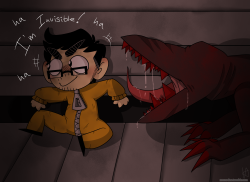 monodes:   “You can’t see me! I’m invisible to you!”  another drawing from the latest SCP: Containment breach video Markiplier uploaded! That was probably one of the most funniest parts to me (and scary too!) (This goes along with the first drawing