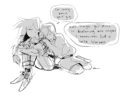 beroberos:  i heard there was a bubbline 12 days of xmas thing and idk if I’ll do em all but I liked the “comfort” prompt. I like the idea that these two really suck at saying the right thing but they try 