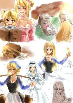 nanakoblaze:  Lucy Heartfilia: the precious daughter of a really rich Business man, Jude Heartfilia. After her parents died and her father’s company got bankrupt, Lucy worked for the new family that bought the heartfilia mansion. she was treated as