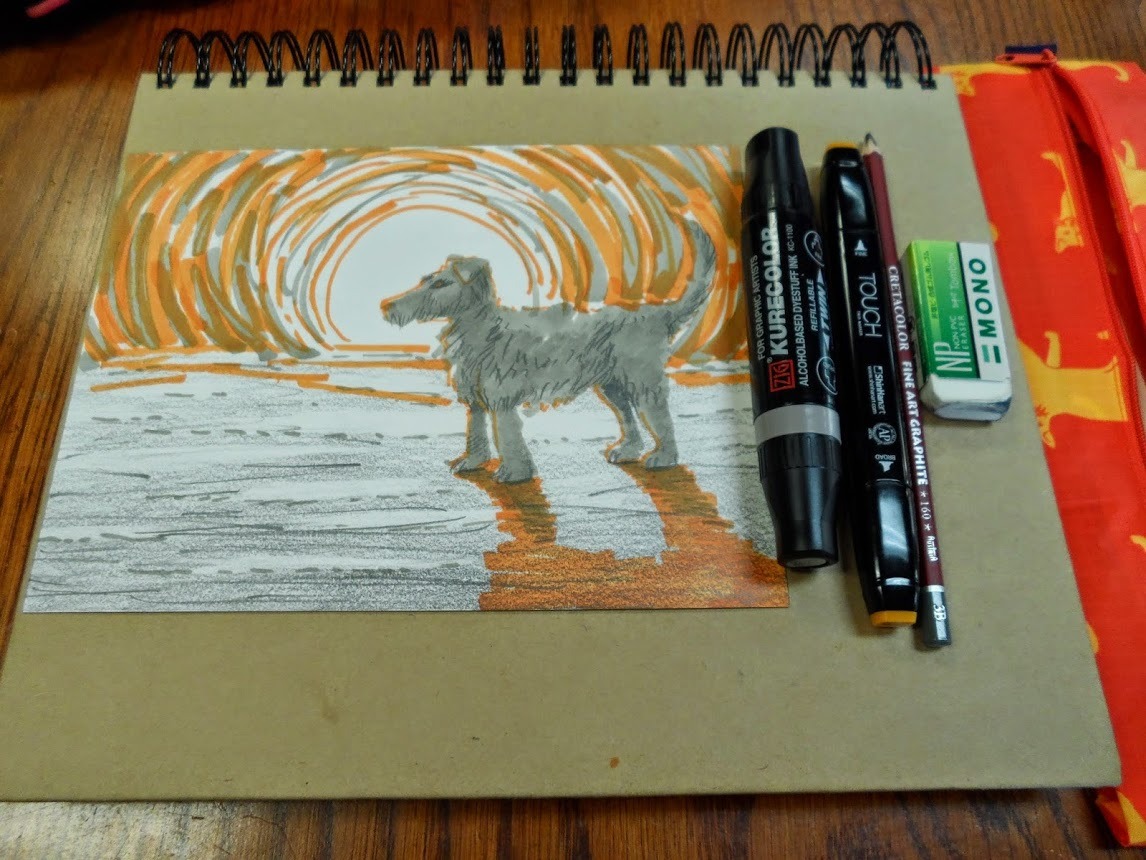 artsnacksblog: "My May ArtSnacks Challenge! The drawing was done on Strathmore mixed media paper using only the supplies provided in the May ArtSnacks box. I did a dog :3" - Mikarts ArtSnacks is like a magazine subscription but instead of a magazine you get 4 or 5 different art products to try out. Learn more about ArtSnacks here.