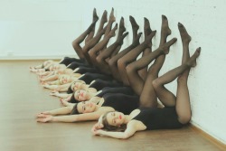 hosedlegs:  Dancing exercises in black leotards and black tights