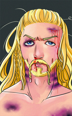 chickenmai:  Fili my heart :”&gt; Nothing special here, I like bruises, I like blood, I like Fili, so have a bruised and battered Fili I’m so lazy I can’t do anything decent ;____;  This artist understands my kinks. 