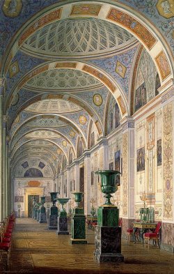 ohsoromanov:   Interiors of the New Hermitage  ↳ The Gallery of the History of Ancient Painting, 1859 (painting by Edward Gau).  