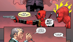 jaggus:  thefingerfuckingfemalefury:  pufferfishh:  robespierrean:  fuckyesdeadpool:  Deadpool #10  is deadpool even a real comic  My neighbor tried to tell me Deadpool wasn’t a little gay and when i mentioned Spiderman he went “yeah, yeah okay.”