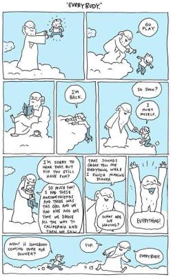 1nerd1blog:  postalofficepunk:  lezly-odair:  How I feel about religion. God should be presented as what he is, love and kindness. Stop using his name to justify your racism, homophobia and sexism  I’m not religious, but this comic is flipping adorable.