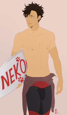 hachidraws:  Surfer!Kuroo back from catching some waves as commission for @matthewmudock! Thank you for being so lovely to work with! 