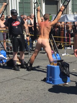 cadom8258:  The slave getting a public whipping at Dore Alley in SF.