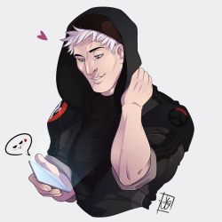 realmofthistle:  Happy   Valentine Day guys! Someone doing really derpy things when his grumpy Reaper is on mission - solo. &lt;/3 But hey, there’s always a video chat, yeah? With all my heart Reaper76. Mi Luna… - Harriet. 