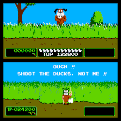 brotherbrain:  In the arcade version of Duck Hunt you could actually shoot that damn dog. Who’s laughing now?  Nintendo. Always ruining a good thing. That should be their slogan.