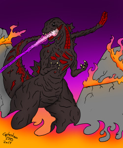 Godzilla as he appears in the latest Godzilla film, also known as “Shin Gojira”. I want to see Shin Gojira so bad. 