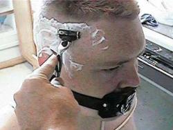 semour-staches:  rubbermayhem:  Tied to the chair and gagged, Daveâ€™s protests over his new hairstyle went unheard. Daddy forced him the watch in the mirror as he explained how the hair was to be groomed going forward.  Bonerville 