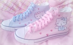 dollgarden:  My new Hello Kitty converse type shoes are just the cutest. Perfect for my Fairy Kei dress ups. ♡ 
