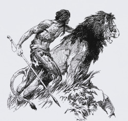 Art by J. Allen St. John for Edgar Rice Burroughs’ “Tarzan and the Golden Lion” (1923) 