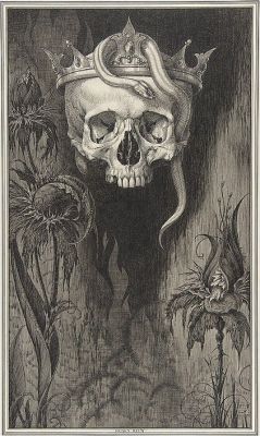 princesslibuse:  Henry Weston Keen (British, 1871 - 1935). “Skull Crowned with Snakes and Flowers”, for the Duchess of Malfi and the White Devil by John Webster, 1918 - 35. The Metropolitan Museum of Art, New York.