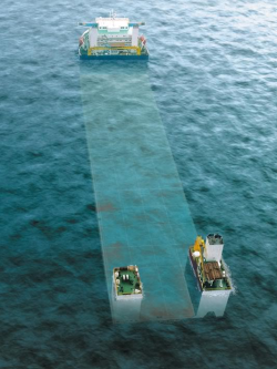 sixpenceee:  Heavy-Lift Ship  A heavy-lift ship is a vessel designed to move very large loads that cannot be handled by normal ships. This is the Blue Marlin, a semi-submerging vessels capable of lifting another ship out of the water and transporting