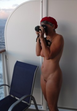 nothingbutahat:  The hat lady likes photography!True happiness comes from the joy of deeds well done, the zest of creating things new. Antoine de Saint-Exupery  Stunning photo set from a happy nude cruiser!!!Cruise Ship Nudity!!!Share your nude cruise