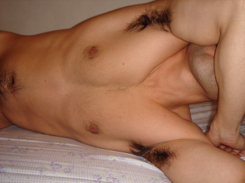 Naked men with hairy armpits