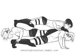 identitypollution:  Triple decker push ups as requested by Ven~  Based on this gif. 