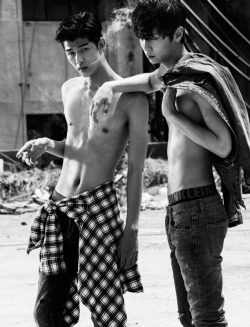 koreanmodel:  [Unpublished, only on koreanmodel.tumblr.com] Lee Cheolwoo, Bang Taeeun and Jung Hoyeon by Ryan Yoon. Styled by Irene Kim for “Heat of Denim” Calvin Klein 