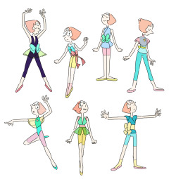 ghostdigits:  Design ideas for Pearl back when she poofed in “Steven the Sword Fighter”. My original drawings were a little… dated, so I traced over them and added color for fun.