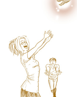 theprudishpug:  Levihan Week: Distance. Out of order and 3 days late, wahoo~(She’s supposed to be throwing a baby) This only took about 10 minutes, but at the risk of sounding like a pretentious, artsy fuck, I think it works on many levels. Or at least,