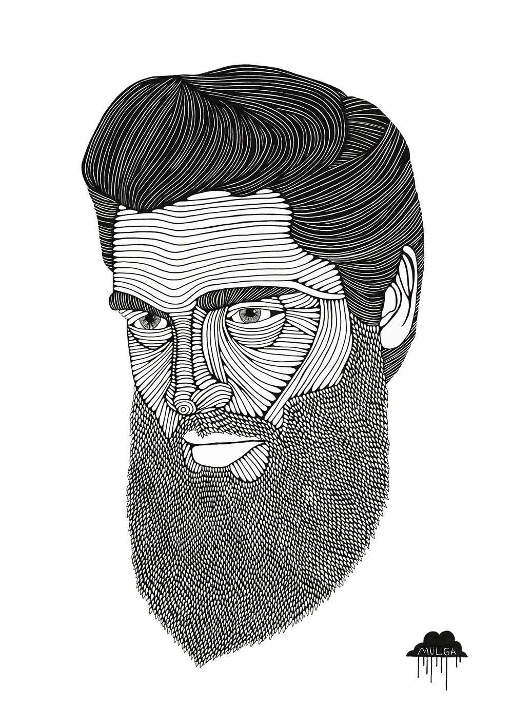 © Mulga 2012, Bearded Elvis, Ink on Paper, 30 x 40 cm Mulga’s: Shop / Website / Facebook / Tumblr / Instagram