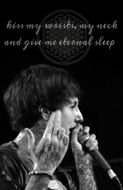 addicted-to-the-bands:  pierxe-the-veil:  &ldquo;you’ve got a mouth like a razor blade, it cuts so deep  so kiss my wrists, my neek, and give me eternal sleep”  Bring Me The Horizon - Tell Slater Not To Wash His Dick  B&amp;w band blog.