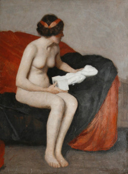 William McGregor Paxton, Seated Nude with Sculpture, 1915