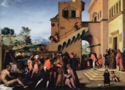 Andrea del Sarto (1486-1530), Giuseppe interpreta i sogni del Faraone (Joseph interprets the Dream of Pharaoh), ca. 1515-16; oil on board, 98 x 135 cm; Galleria Palatina, Florence