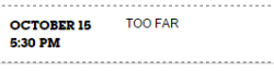 There’s an episode called “Too Far” listed for October 15th on CN.com’s dropdown schedule (x)
