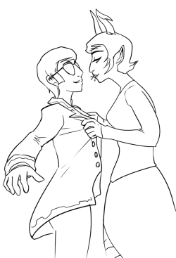 cassandraooc:Another piece for the rare pair art stream. This was another I got a scenario in mind almost immediately. Both tend to be pretty stylish so Kanaya making Dave a sweet suit seemed like a fun thing to draw. I also drew her holding the pins