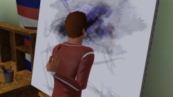 aliceinpunderland:  simsgonewrong:  My sim has a very unique painting technique which involves him dislocating his arm, planting his face into the canvas and painting on the back of his head.  as an artist I can 100% confirm the effectiveness of this