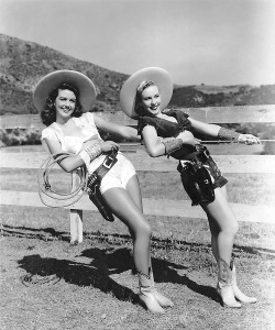 20th-century-man: Dorothy Malone, Penny Edwards / publicity photo for David Butler’s Two Guys from Texas (1948)