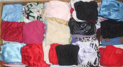 For your Panty Drawer Parade! These panties are all mine, although my girlfriend sometimes borrows a pair to wear. I have 5 other drawers like this! Each stack has about 15 panties! I have a lot of panties! I guess I am a little bit obsessed with panties