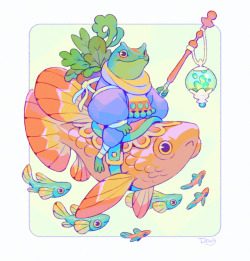 fabula-ultima:   The frog algae-picker and his magical goldfish!   