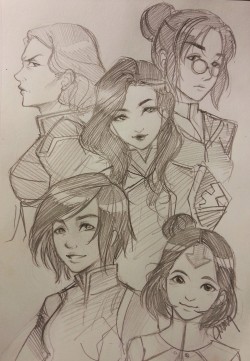 puffycaveman:  Boredom sketches of some of the ladies of LOK. I might have to draw some of the guys now v.v’’ 