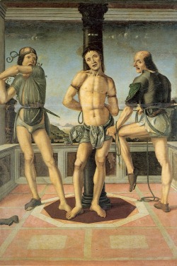   Pietro di Galeotto (about 1450 - 1483) Flagellazione di Cristo (Flagellation of Christ), 1480; oil on canvas, 196 x 134 cm; Perugia, Oratorio di San Francesco  
