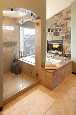 sweetestesthome:  51 Mesmerizing master bathrooms with fireplaces — huh, fireplaces in bathrooms…? interesting! 