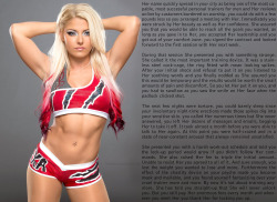 femdomcuriousme:(Alexa Bliss)Request: “Could you make a chastity caption involving WWE’s Alexa Bliss? If not that’s cool. And, thank you for doing my requests. I really appreciate it.”  