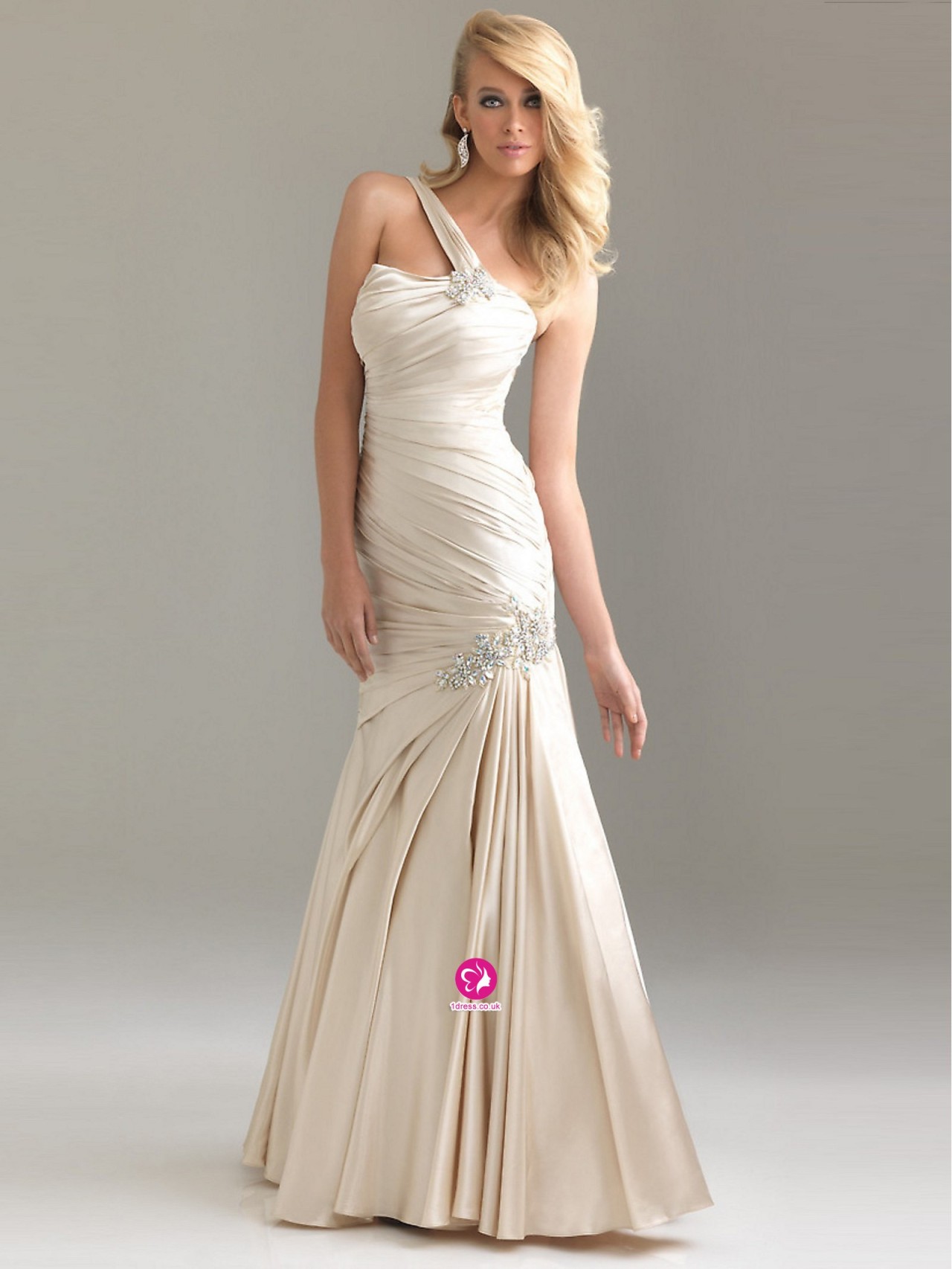 White floor length prom dress