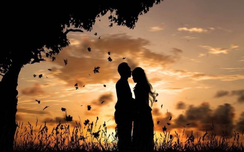 Wallpaper love kiss man woman silhouette