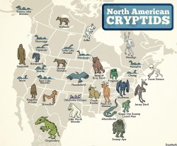 adurot:  gunrunnersarsenal:  aperture-in-the-multiverse:  arbor-viridanus:  unexplained-events:  The North American Cryptid Map Here is a map in case any of you wanna go hunting for some cryptids.  Everyone else gets rad shit and we get fucking frogman