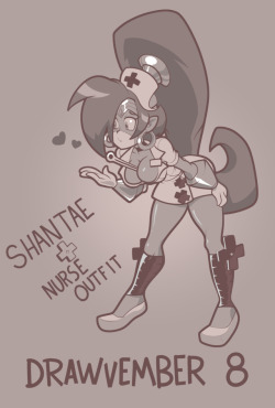 atomictiki:  DRAWVEMBER #8 Shantae   Nurse Outfit And of course which is the best video game nurse ever? Why it’s Valentine from Skullgirls (duh). I accidentally did a fill on the wrong layer and didn’t notice until way too late to recover from argh