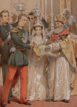 tiny-librarian:  Detail of a painting depicting the wedding of the future Alexander III and Maria Feodorovna, by artist Mihaly Zichy. Source 
