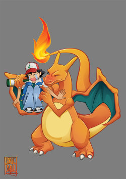 sophiellensmith:  Go home Charizard, you’re drunk. A commission for a friend, which I was most glad to take on as I’ve been a long time fan and player of the series, much like every other British kid who was inseparable from their Gameboy Colour in