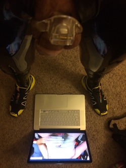 collegeracerjock:  This is how I like to get my condition in my stupid head : lock up and gear up watching a wetsuit bro all naked for once  and jacking off looking at your poor locked up dick and your tightly packed body. Such a mindfuck to go big in
