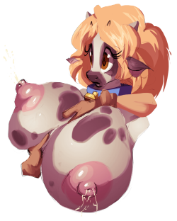 riendonut:  riendonut:  Cows have always been among my favorite aminals to draw for… self-evident reasons &gt;w&gt;   Mooooooo