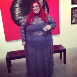 chubbycartwheels:  Full length picture of my dress. I made this dress and the high waist bikini bottoms and bandeau underneath. Wearing a see-thru dress to an event at my size felt amazing. Photo credit to Leigh.  